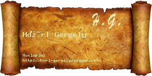 Hörl Gergely névjegykártya